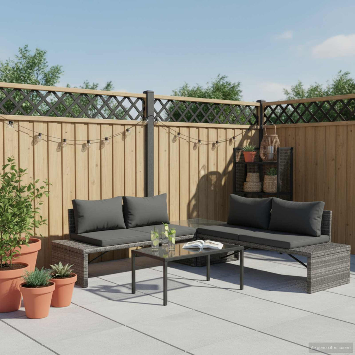 3 Piece Garden Lounge Set with Cushions Poly Rattan Grey