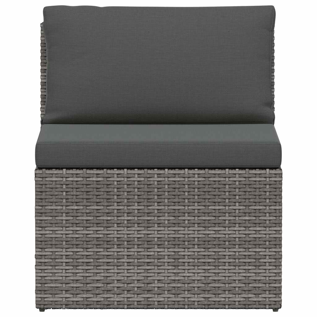 4 Piece Garden Lounge Set with Cushions Poly Rattan Grey