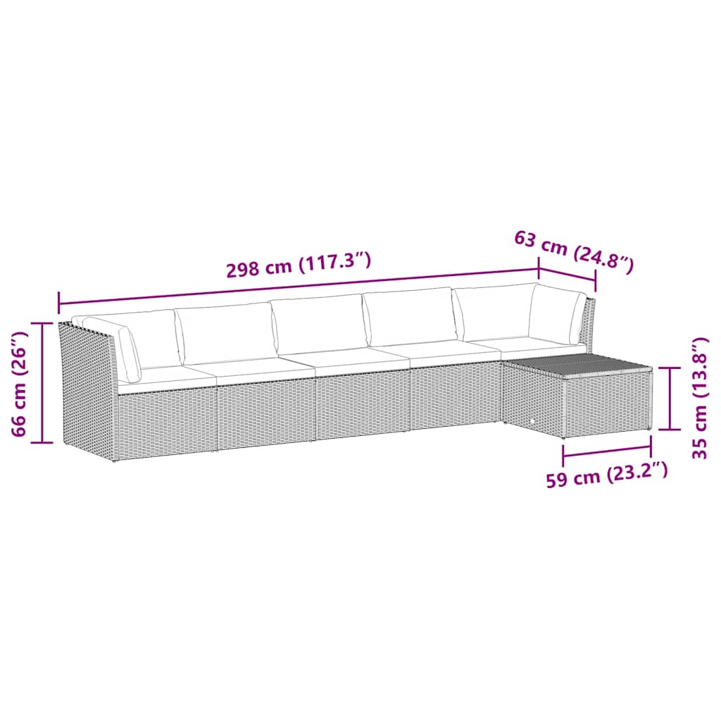 4 Piece Garden Lounge Set with Cushions Poly Rattan Grey