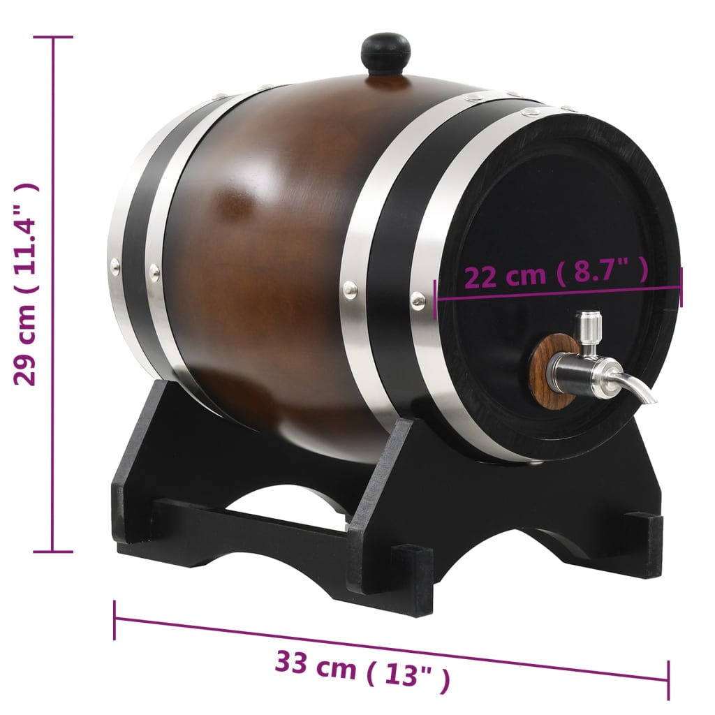 Wine Barrel with Tap Solid Pinewood 12 L