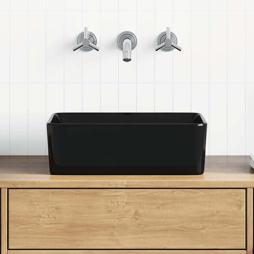 Wash Basin 40x30x13 cm Ceramic Black