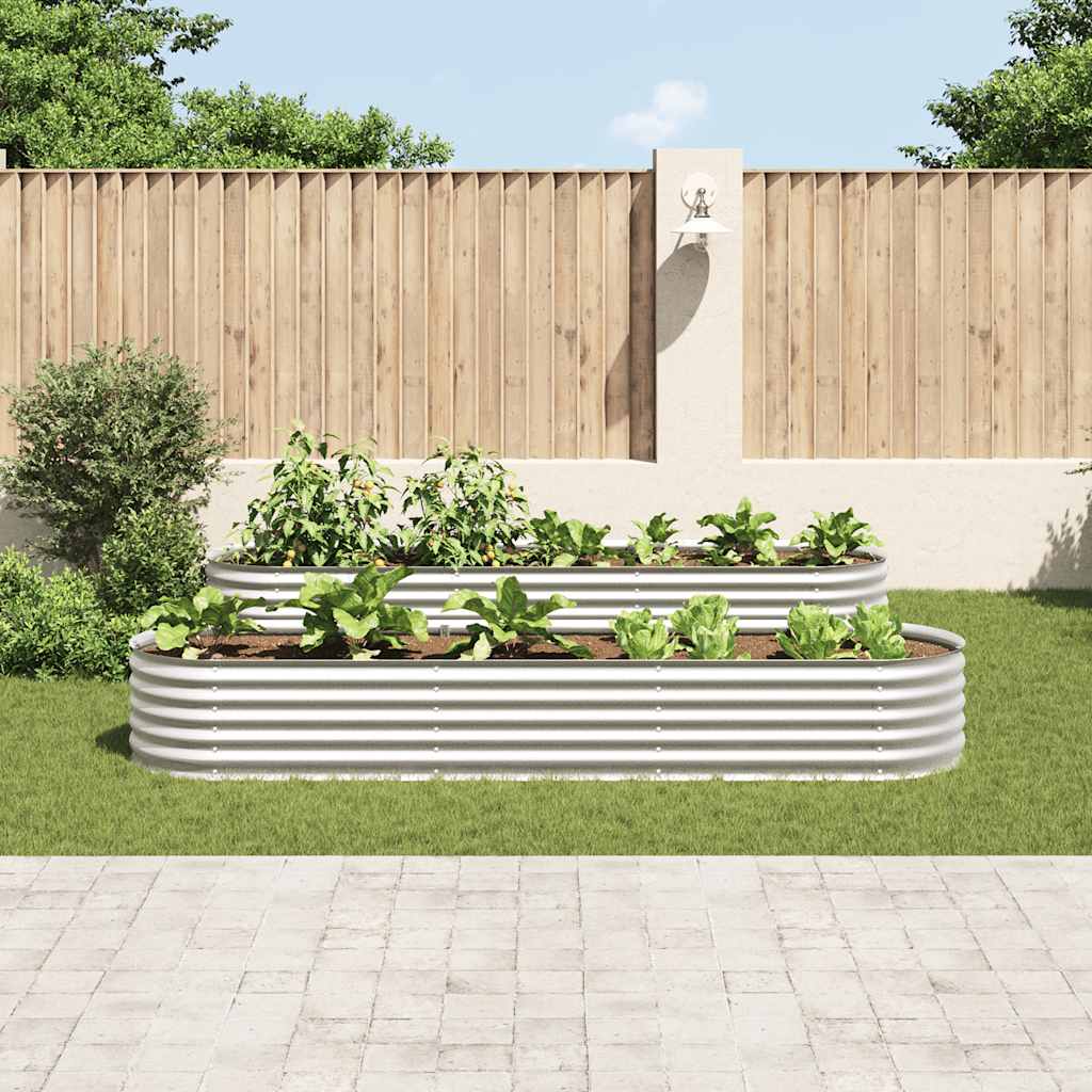 Garden Raised Bed 320x80x44 cm Galvanised Steel Silver