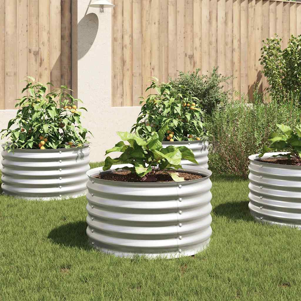 Garden Raised Bed 80x80x44 cm Galvanised Steel Silver