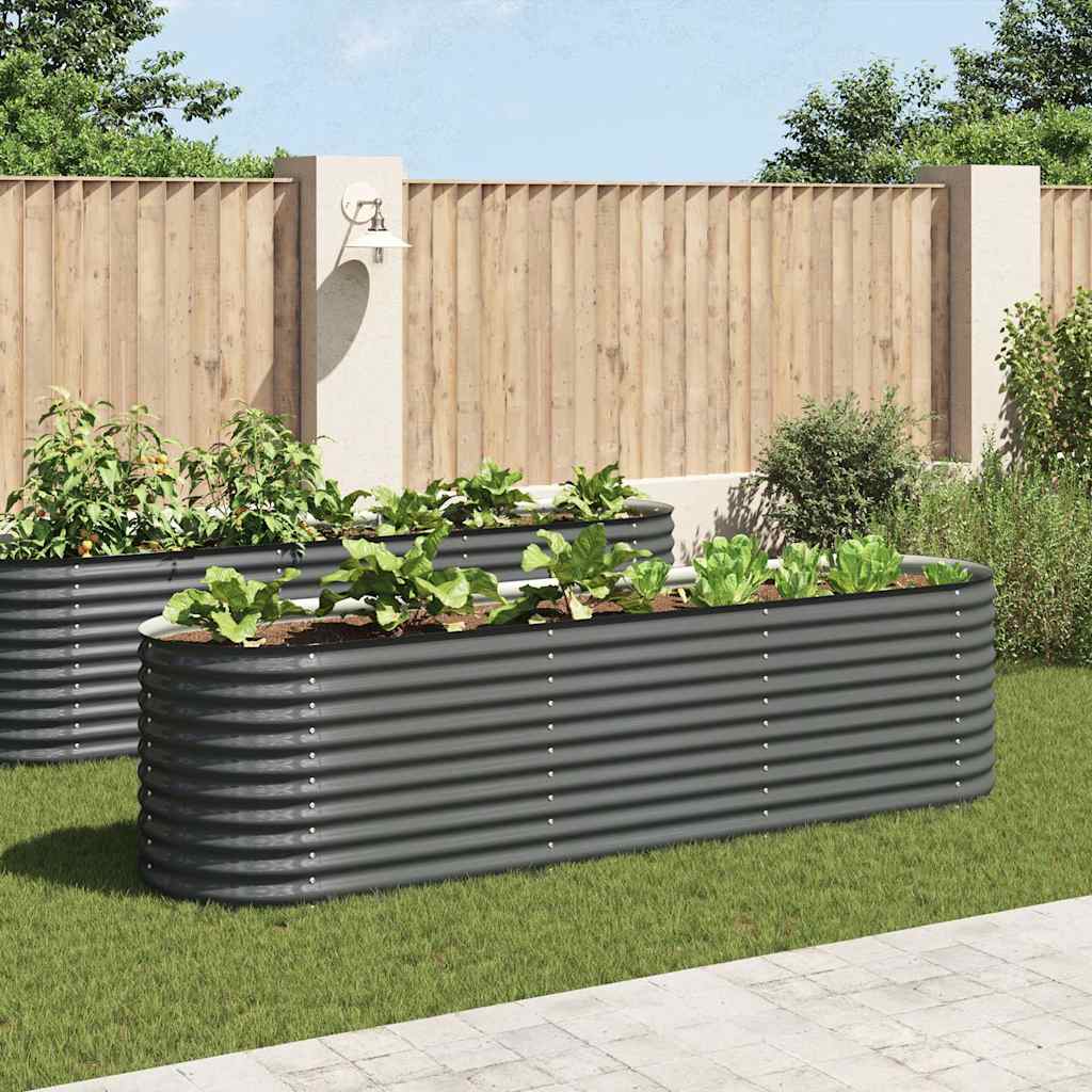 Garden Raised Bed 320x80x81 cm Galvanised Steel Grey