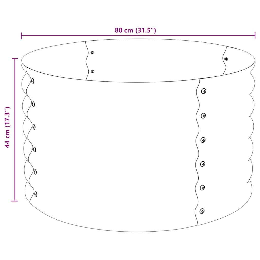 Garden Raised Bed 80x80x44 cm Galvanised Steel Grey