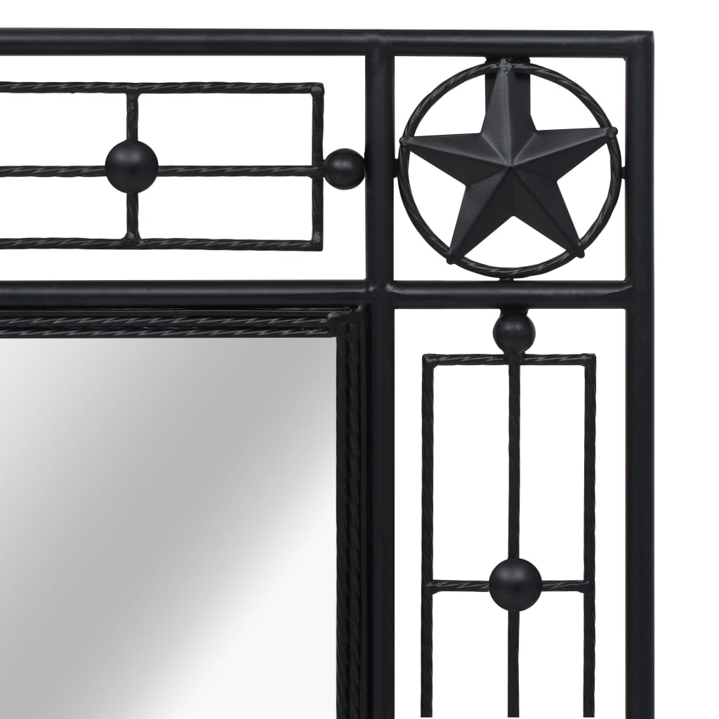 Garden Wall Mirror Rectangular 50x80 cm Black