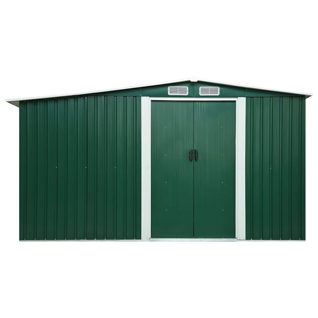 Garden Shed with Sliding Doors Green 329.5x205x178 cm Steel