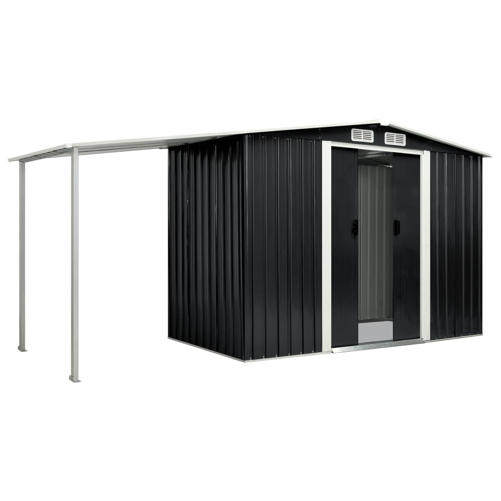 Garden Shed with Sliding Doors Anthracite 386x131x178 cm Steel