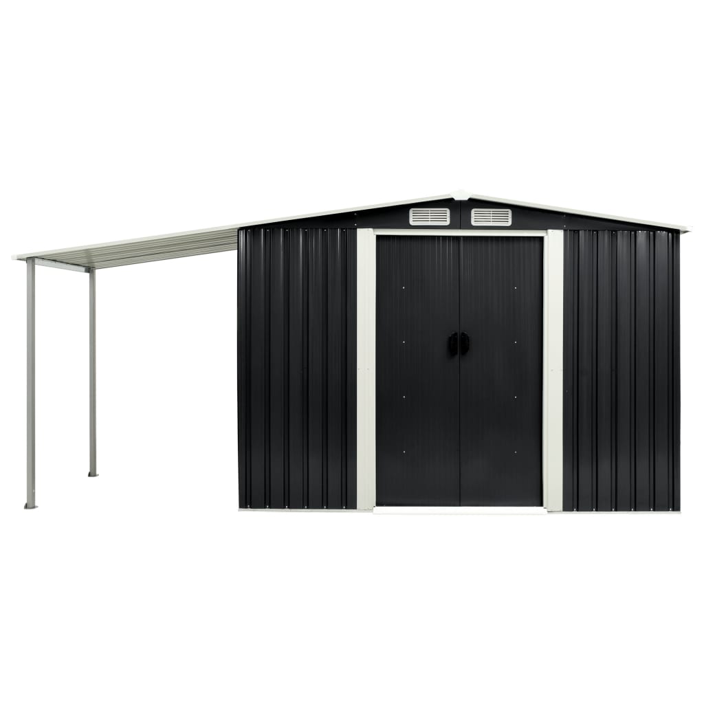 Garden Shed with Sliding Doors Anthracite 386x131x178 cm Steel