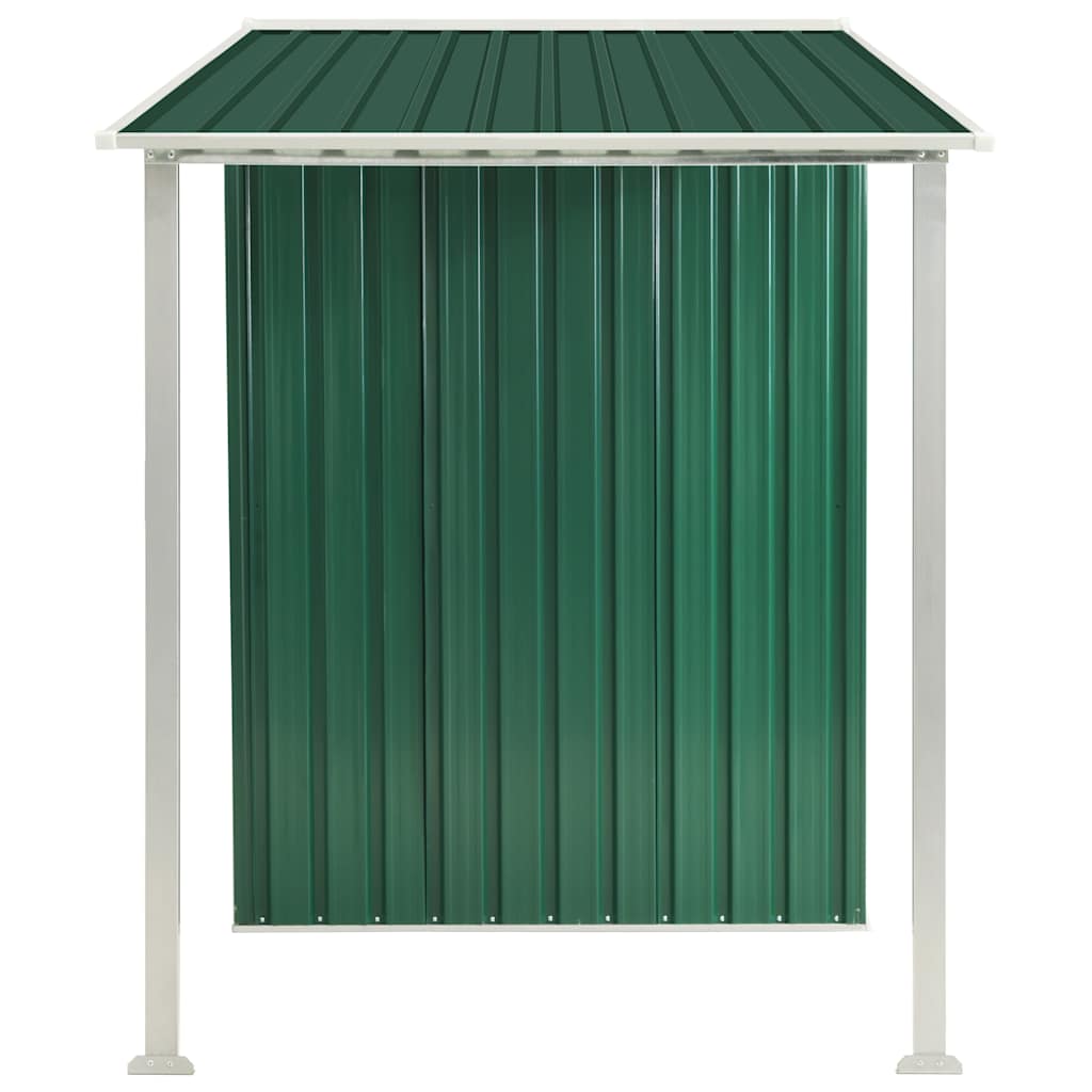 Garden Shed with Sliding Doors Green 386x131x178 cm Steel