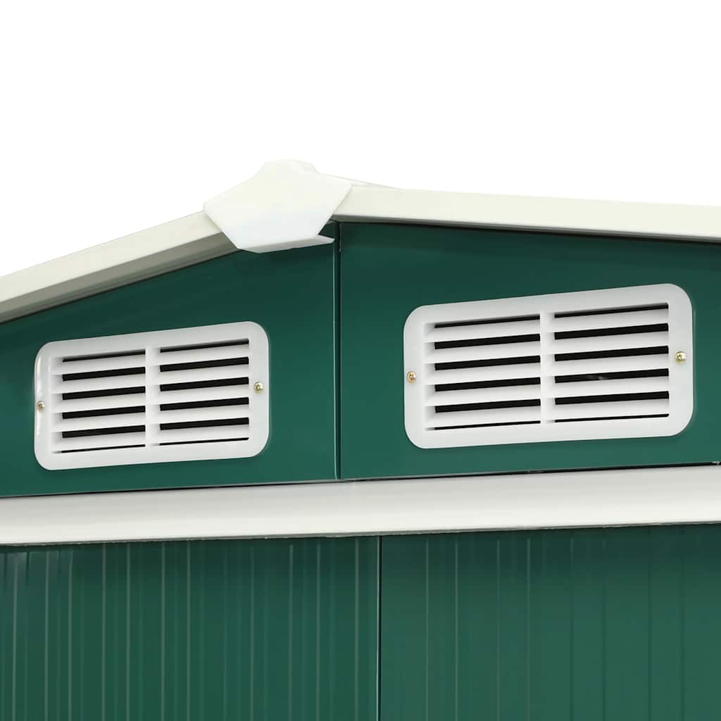 Garden Shed with Sliding Doors Green 386x131x178 cm Steel
