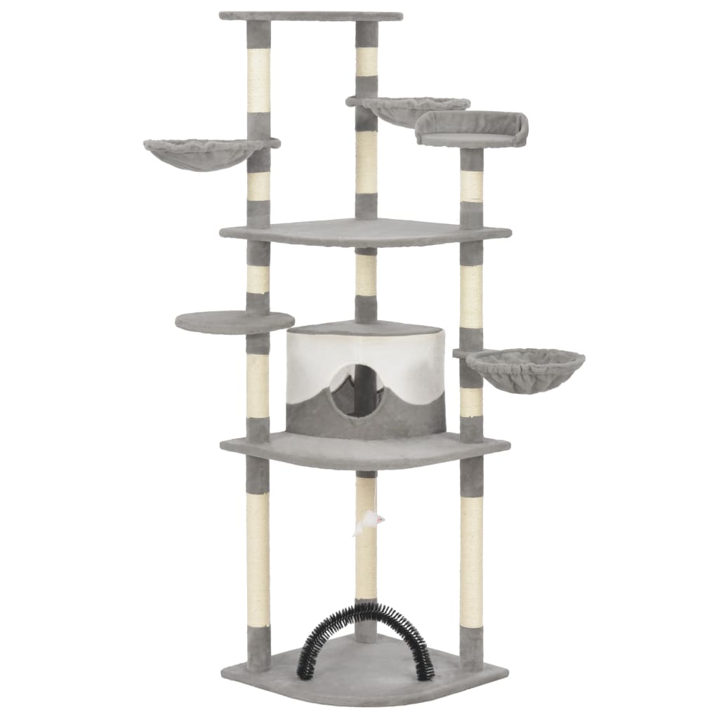Cat Tree With Sisal Scratching Posts Grey 190 Cm