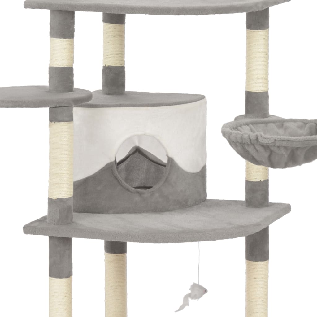 Cat Tree With Sisal Scratching Posts Grey 190 Cm
