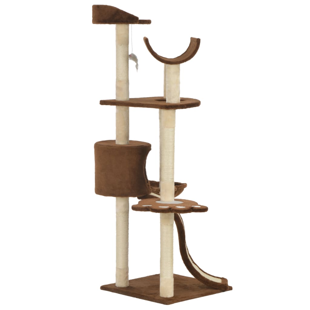 Cat Tree With Sisal Scratching Posts Brown 145 Cm