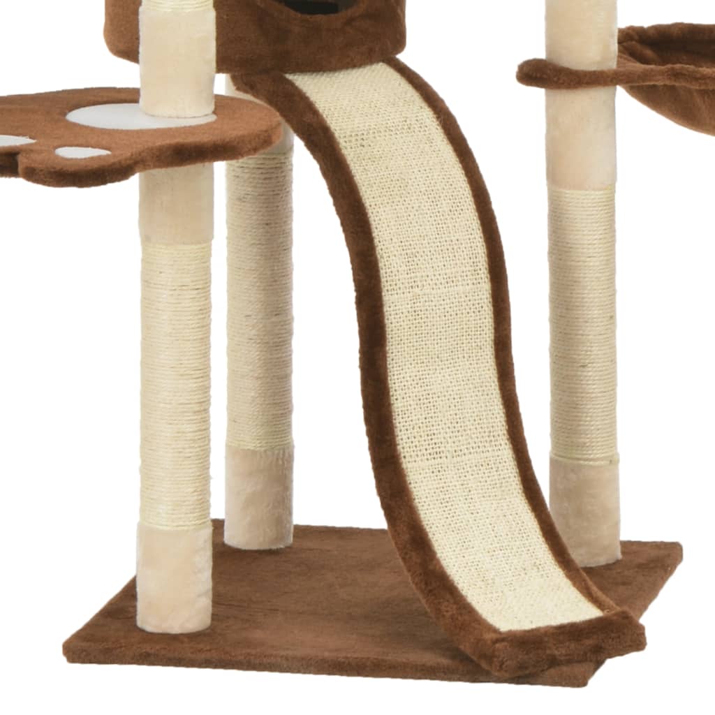Cat Tree With Sisal Scratching Posts Brown 145 Cm
