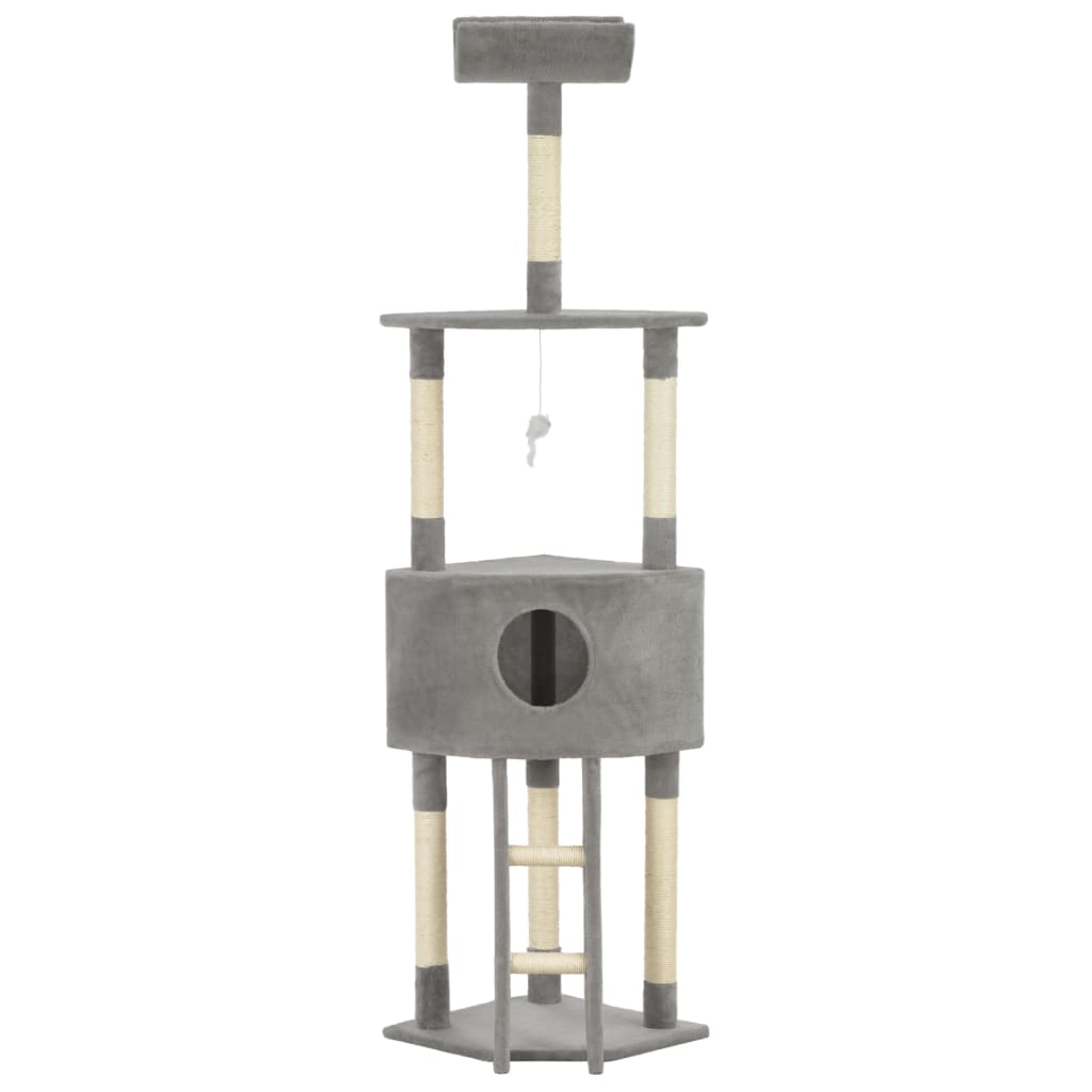 Cat Tree With Sisal Scratching Post Grey 180 Cm