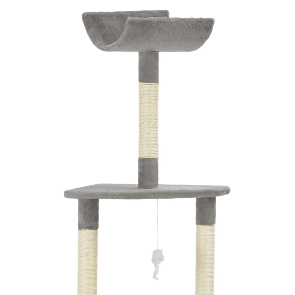 Cat Tree With Sisal Scratching Post Grey 180 Cm