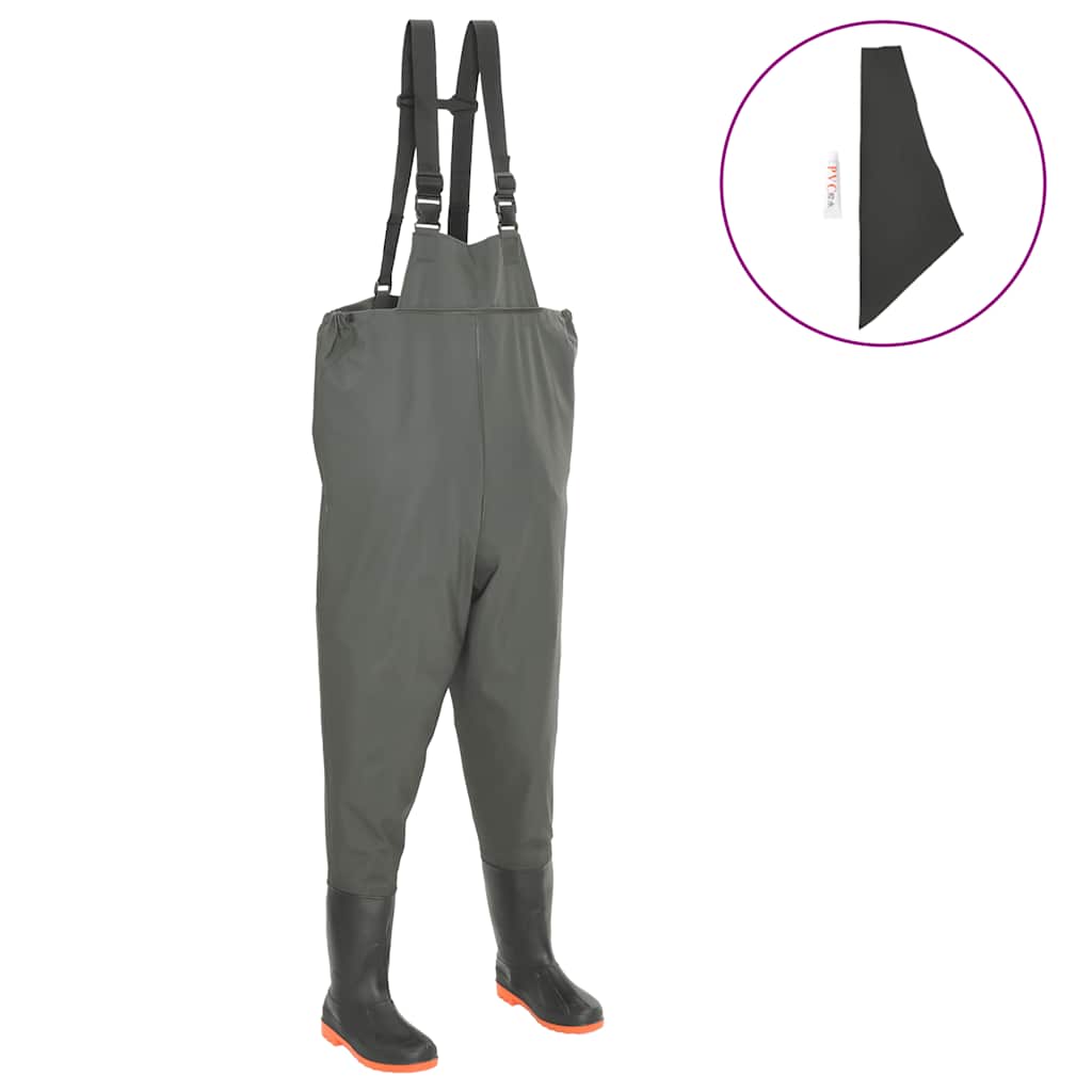 Wading Pants with Boots Green Size 44