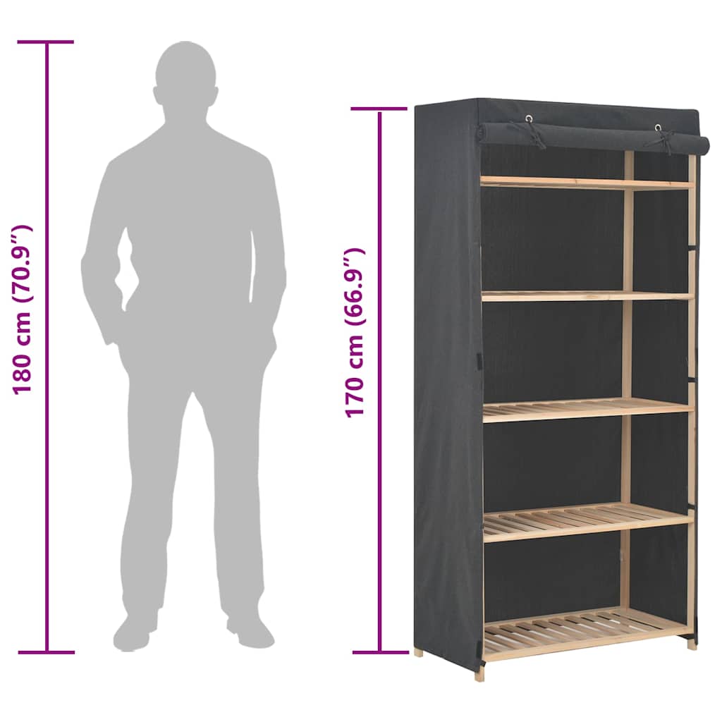 Wardrobe Grey 79x40x170 cm Fabric