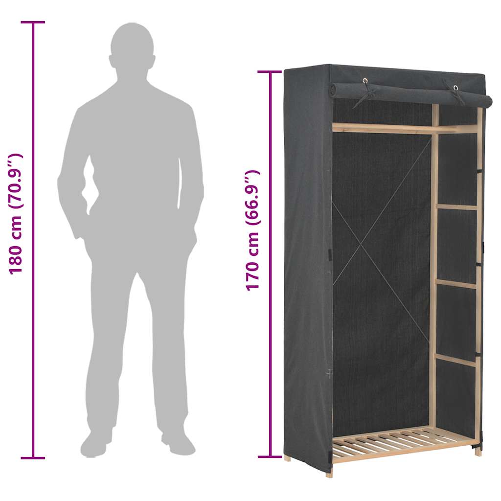 Wardrobe Grey 79x40x170 cm Fabric