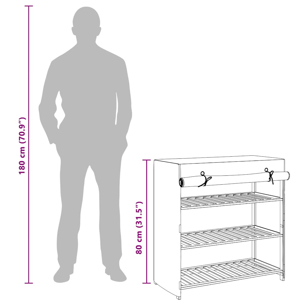 Shoe Cabinet with Cover Grey 79x40x80 cm Fabric