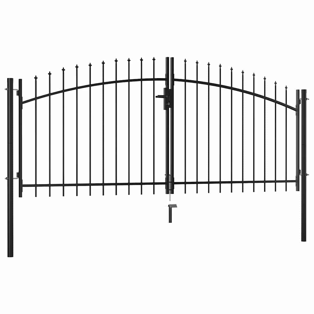 Double Door Fence Gate with Spear Top 300x150 cm
