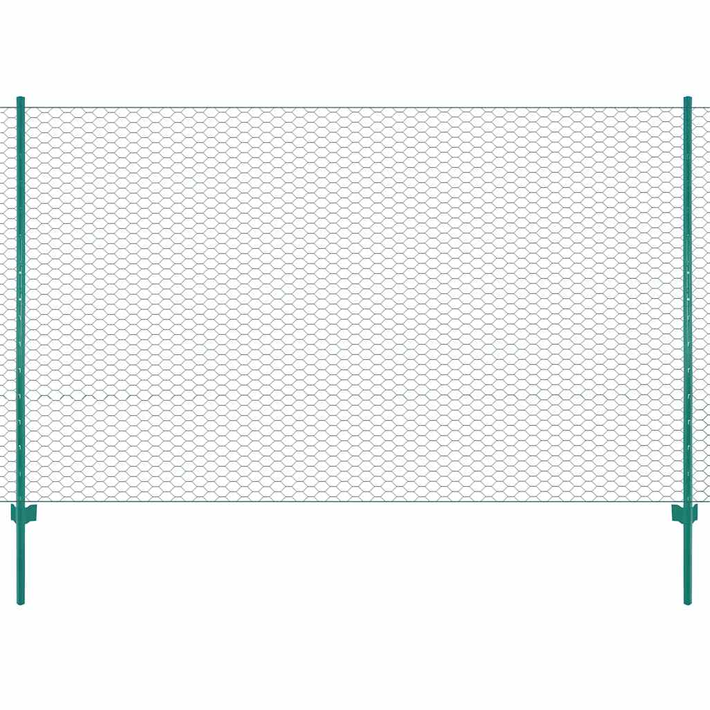 Wire Mesh Fence with Posts Steel 25x2 m Green