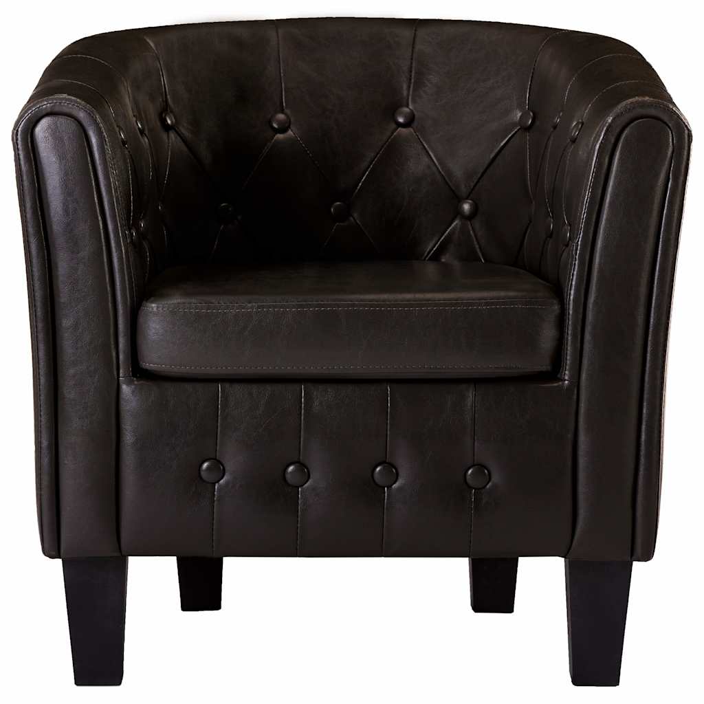 Tub Chair Brown Faux Leather