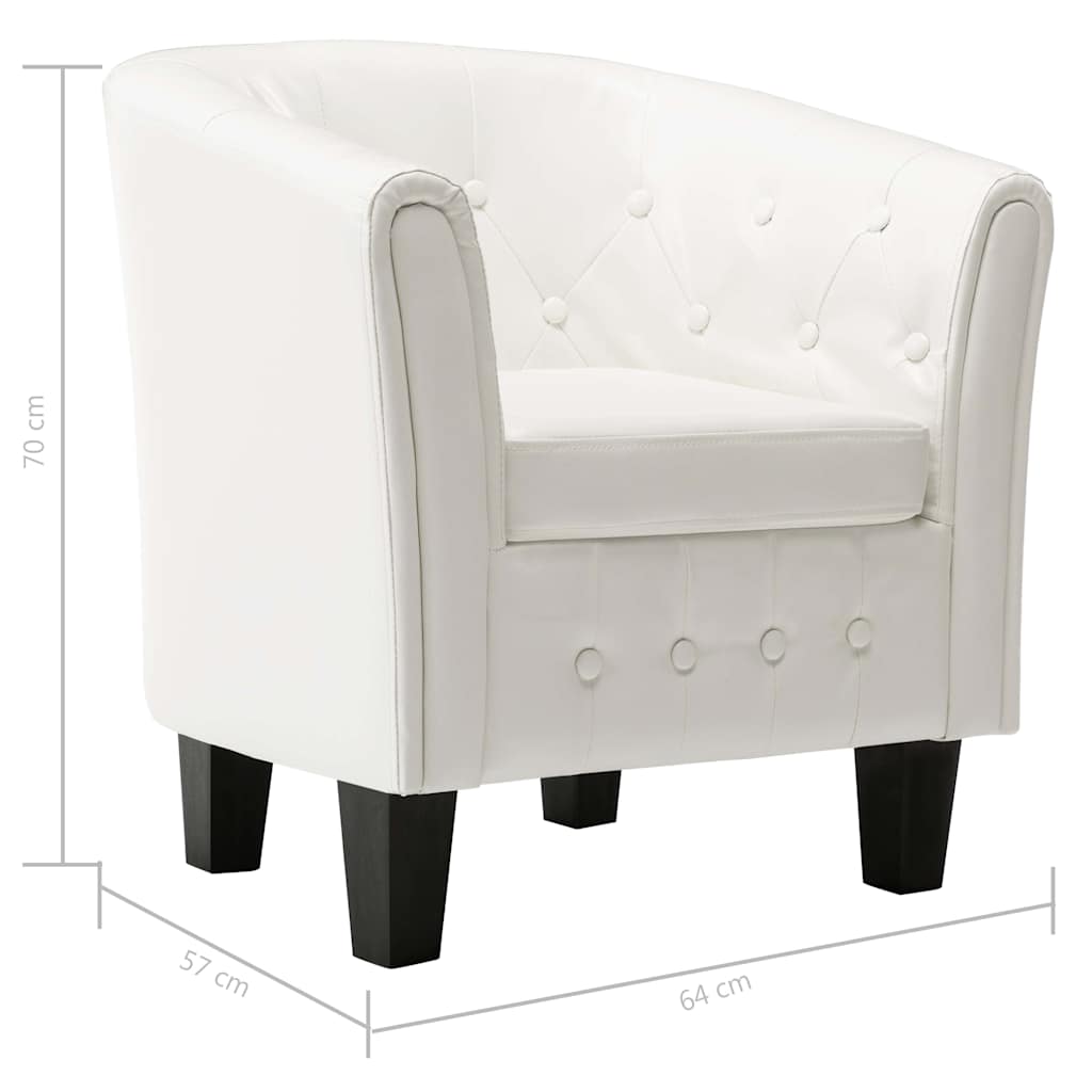 Tub Chair White Faux Leather
