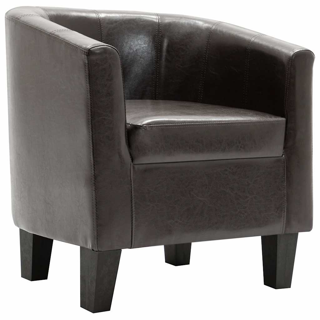 Tub Chair Dark Brown Faux Leather