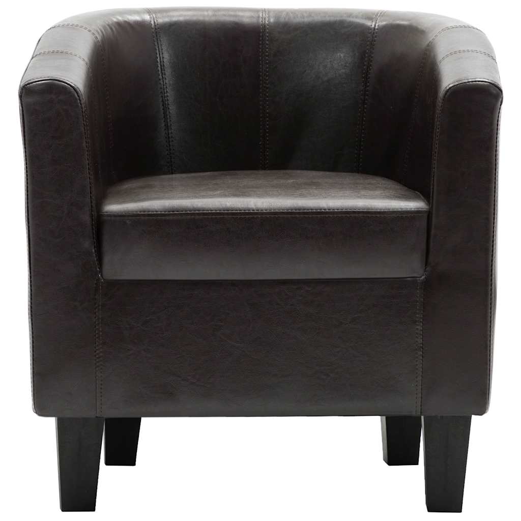 Tub Chair Dark Brown Faux Leather