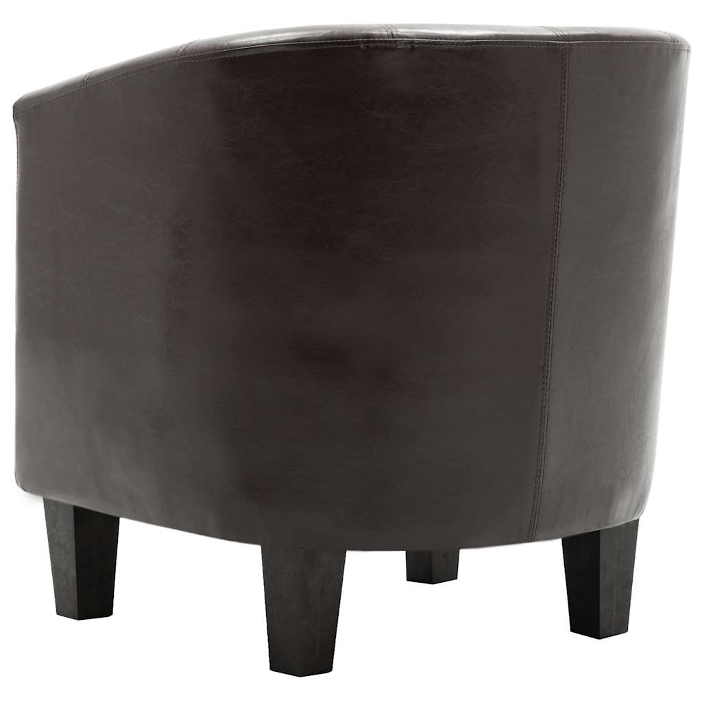 Tub Chair Dark Brown Faux Leather