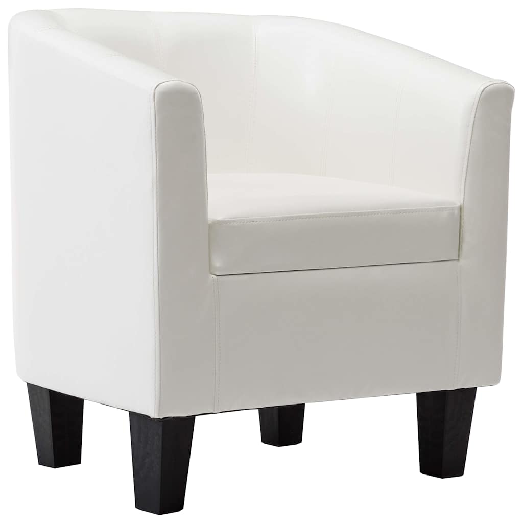 Tub Chair White Faux Leather