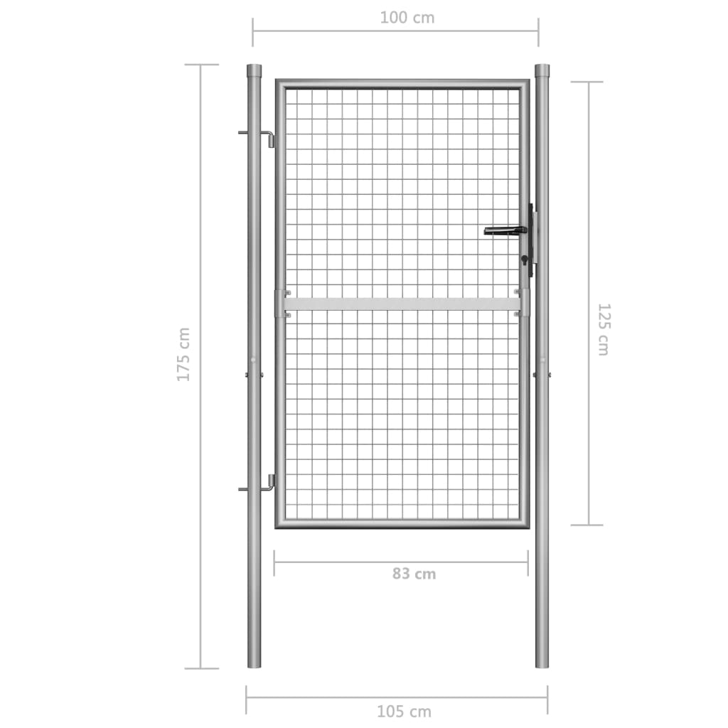 Garden Gate Galvanised Steel 100x125 cm Silver