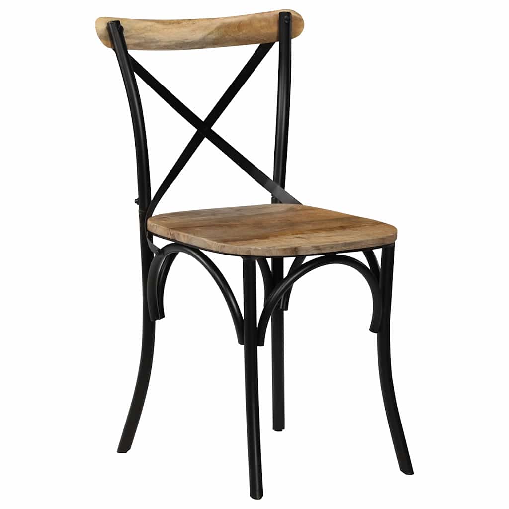 Cross Chairs 2 pcs Black Solid Mango Wood