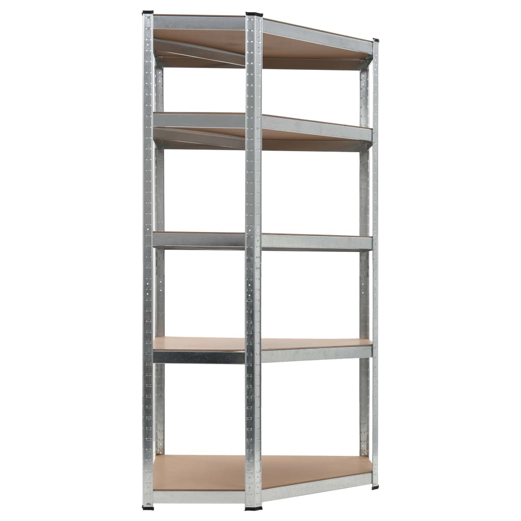 5-Layer Corner Shelf Silver Steel&Engineered Wood