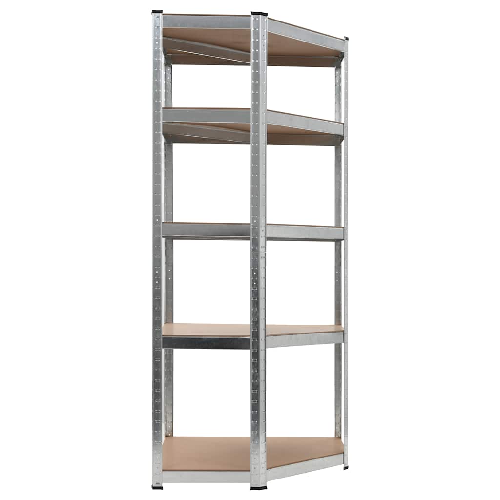 5-Layer Corner Shelf Silver Steel&Engineered Wood