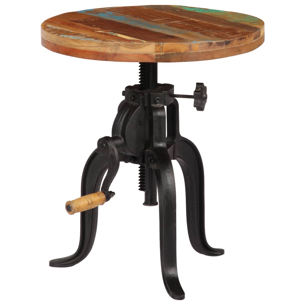Side Table 45x(45-62) Cm Solid Reclaimed Wood And Cast Iron