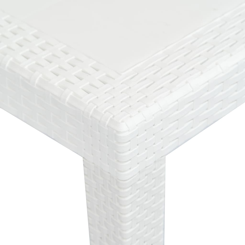Garden Table White 220x90x72 cm Plastic Rattan Look