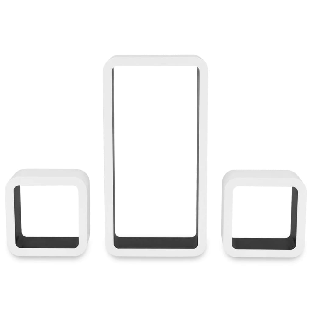 Wall Cube Shelves 6 pcs White and Black