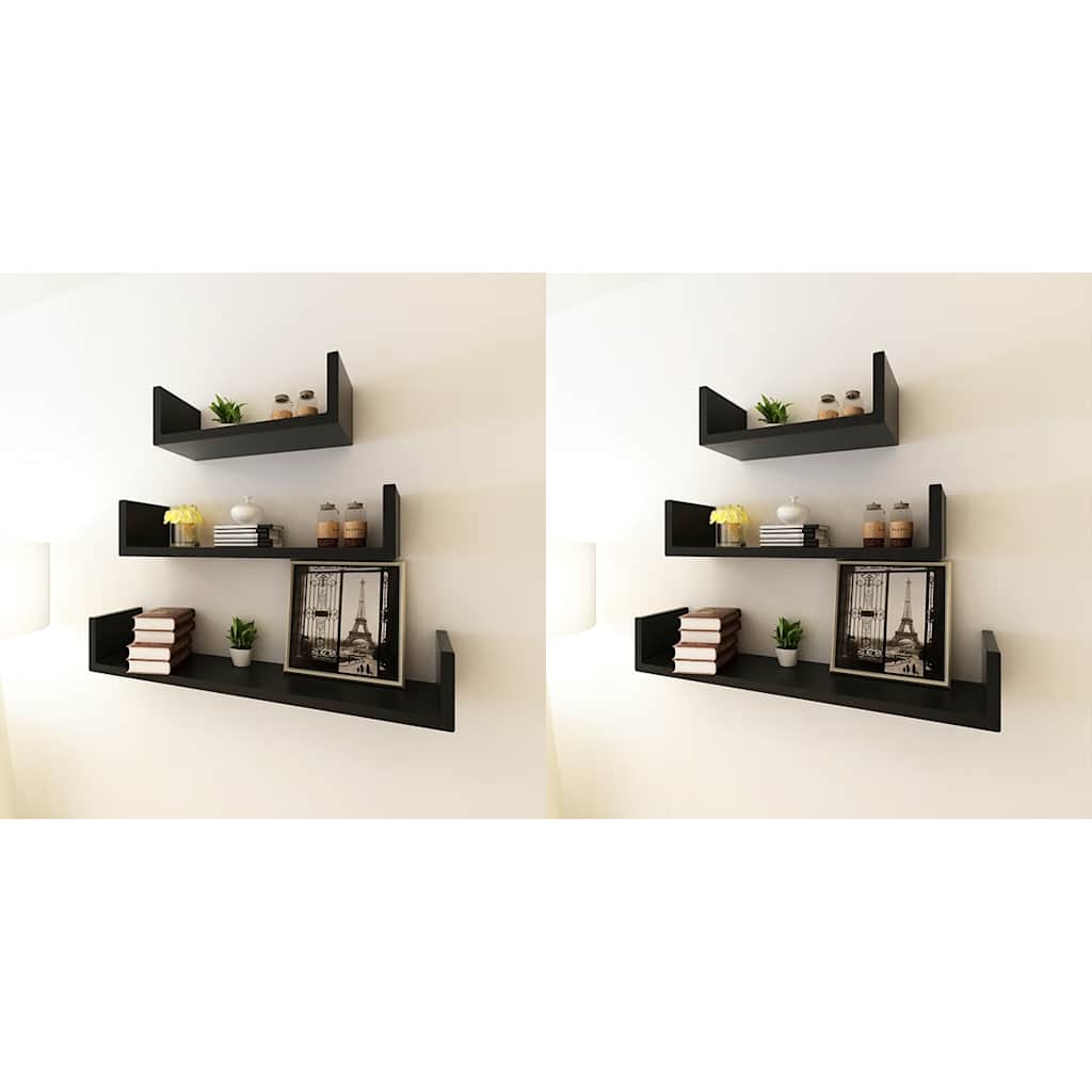 Wall Shelves 6 pcs Black
