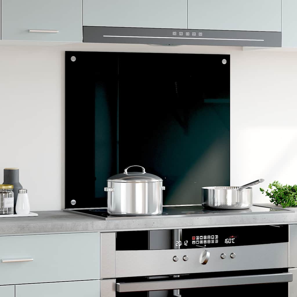 Kitchen Backsplash Black 70x60 cm Tempered Glass
