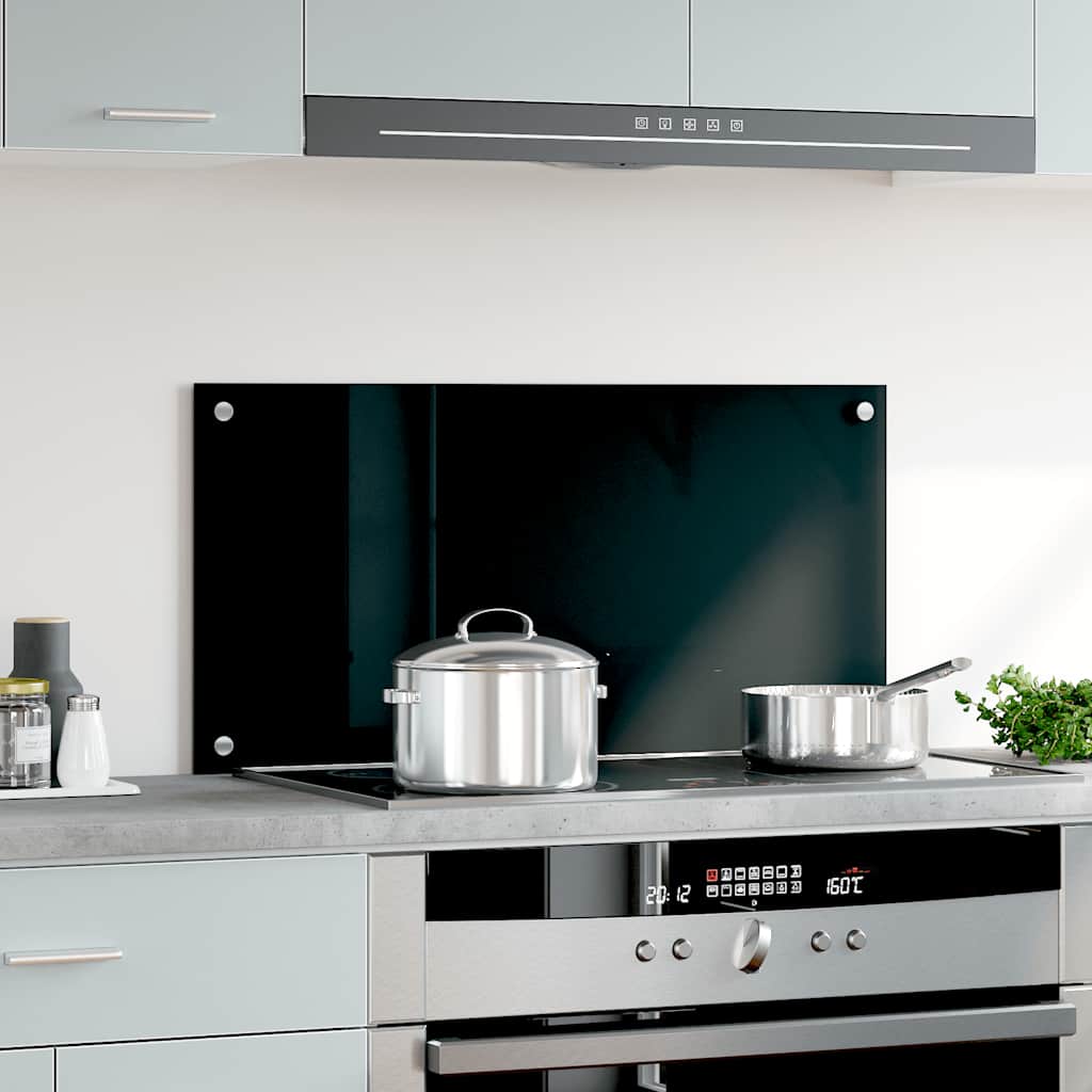 Kitchen Backsplash Black 80x40 cm Tempered Glass