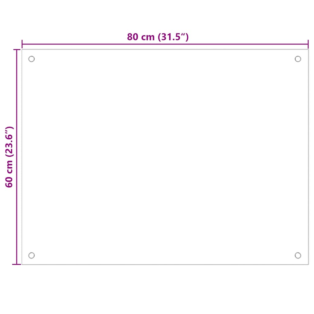 Kitchen Backsplash Black 80x60 cm Tempered Glass