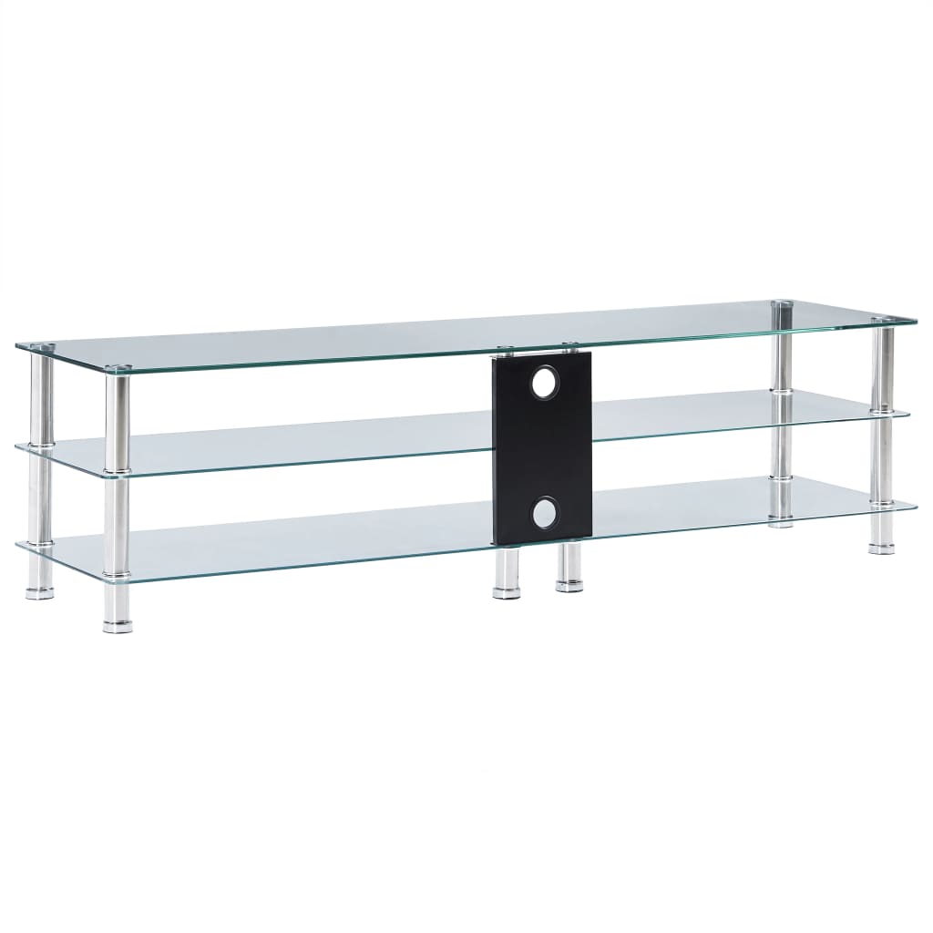TV Stand Transparent 150x40x40 cm Tempered Glass