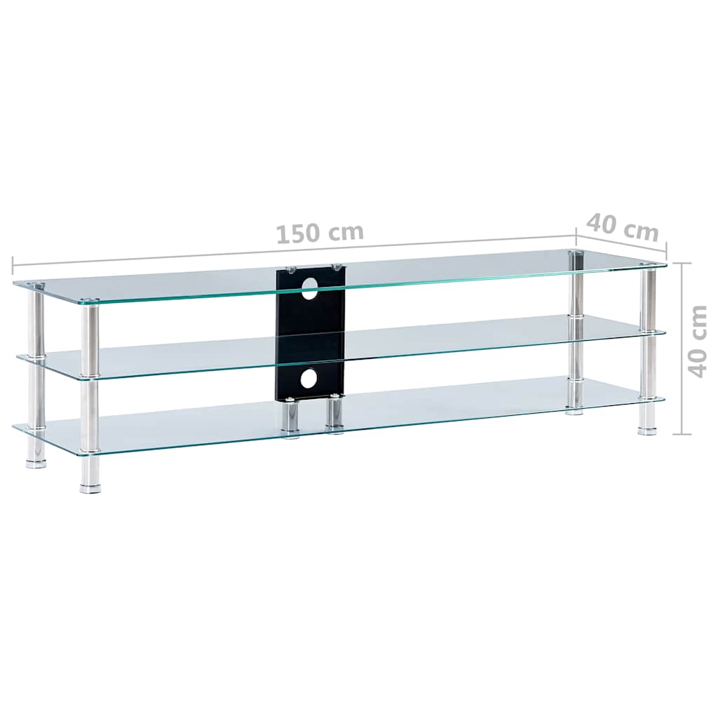 TV Stand Transparent 150x40x40 cm Tempered Glass