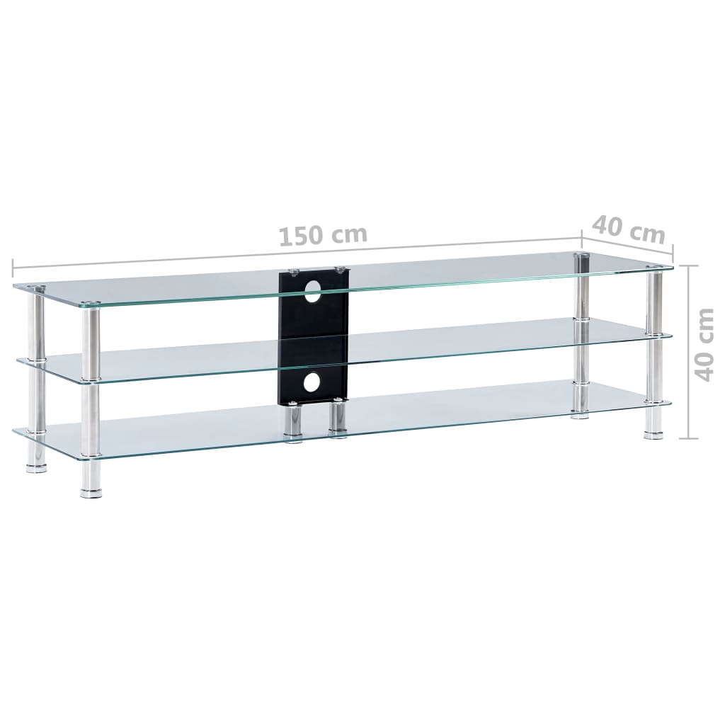 TV Stand Transparent 150x40x40 cm Tempered Glass