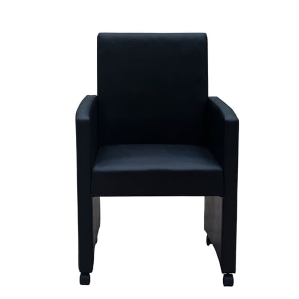 Dining Chairs 2 pcs Black Faux Leather