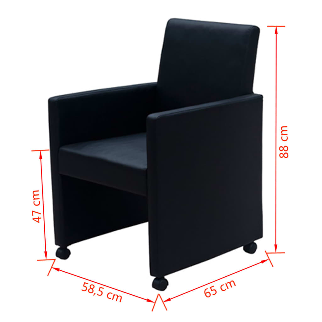 Dining Chairs 6 pcs Black Faux Leather