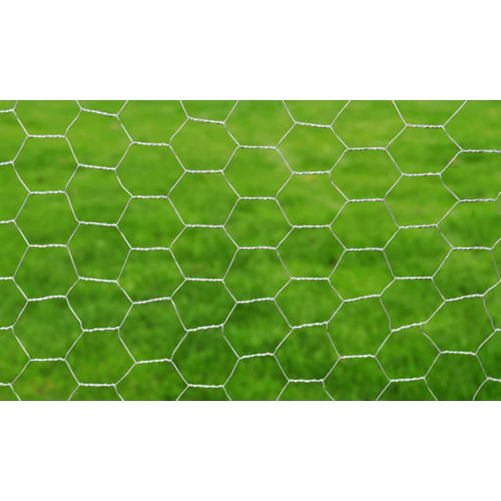 Mesh Fence Galvanised Steel Hexagon 1x25 m Silver
